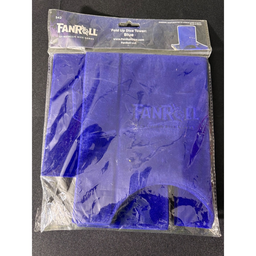 FanRoll Fold Up Dice Tower OS Blue New Velvet Portable RPG Gaming Accessory
